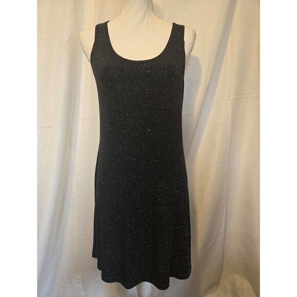 90s Dress Sparkle Midi Party Vintage Black Medium - Picture 1 of 6